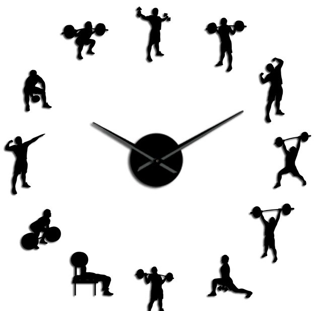 Gym Body Builder Sports Giant Frameless DIY Wall Clock Home Room Decor - $22.99+