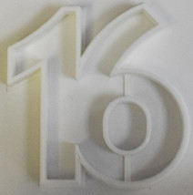 Sixteen Number 16 Birthday Anniversary Cookie Cutter 3D Printed USA PR108-16 - £3.15 GBP