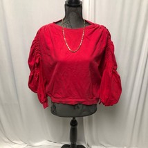 A Picture’s Worth Sweatshirt Womens Medium Red Dolman Drawstring Sleeves... - £16.18 GBP