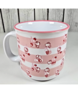 Hello Kitty Strawberry Milk 20 oz White Pink Striped Coffee Mug Cup - €10,28 EUR