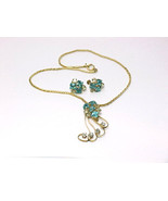 12K Gold Filled Vintage HARPER Blue and Clear Rhinestone JEWELRY SET  - £59.61 GBP