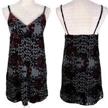 Abercrombie &amp; Fitch Velvet Burn Out Slip Dress Small Black Red Whimsygot... - $29.69
