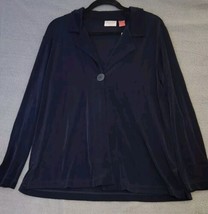 Chicos Travelers Slinky One Button Acetate Navy Blue Top Cardigan Jacket NWT  - $44.95