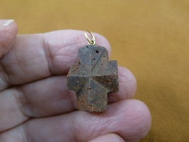 (CR501-24) 7/8&quot; oiled Fairy Stone Pendant CHRISTIAN CROSS Staurolite Crystal - £23.52 GBP