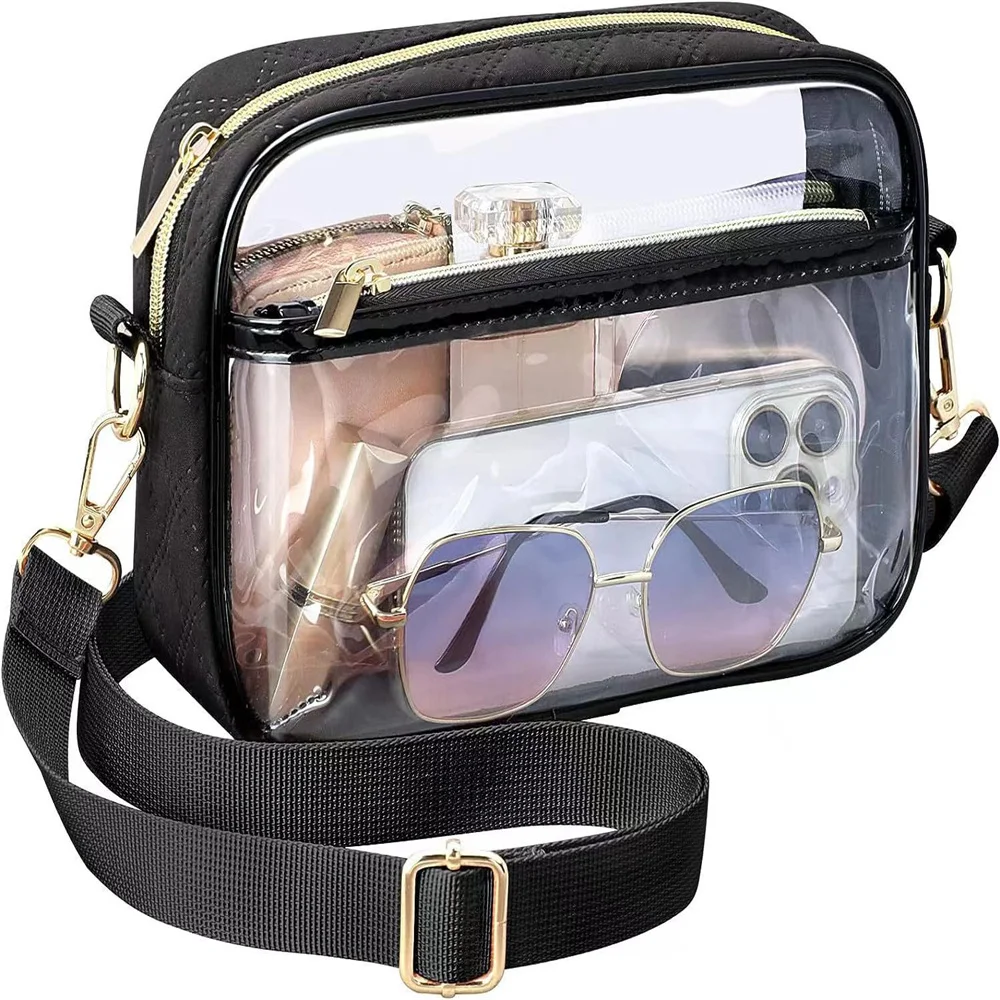 Transparent PVC Crossbody Bag Ladies Jelly Square Shoulder Messenger Bag... - $19.20