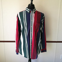 Vintage 90s NAUTICA Color Block Striped Button Front Shirt Fresh Prince Size XL - £22.72 GBP