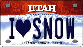 I Love Snow Utah Novelty Mini Metal License Plate Tag - £11.71 GBP