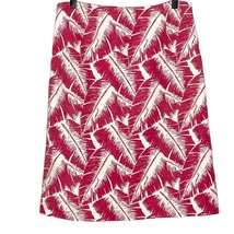 J Crew raspberry pink leaf print linen blend skirt a line size 6 - £19.02 GBP