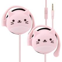 Cat Earbuds For Kids With Ear Hooks, Kawakii Wired Over Ear Headphones Earphones - £17.29 GBP