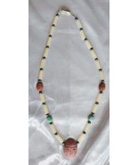 Judy Strobel Carved Gemstone Scarab Necklace - £27.93 GBP