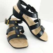 Life Stride Regal Black Strap Sandal Studs Comfort Size 7.5 M T Strap Loafer - £31.59 GBP
