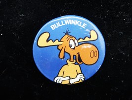 Vintage 1984 BULLWINKLE &amp; Rocky Button Pin Button-Up Co Cartoon 1.5&quot; Imp... - $8.00