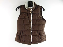 Maurices Brown Polyester Snap Button Faux Fur Vest Womens M - £19.77 GBP