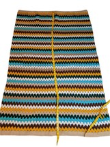 Vintage Hand Crafted Multi Color Striped Crochet Afghan Throw Blanket 42&quot;x 62&quot; - £19.82 GBP