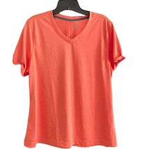 Athletic L Large Pullover Womens Short Sleeve V-Neck Orange - £9.38 GBP