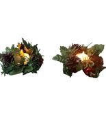 Vintage Pinecone Candle Holders Christmas Decor Centerpiece Holiday Pair... - $294.44 MXN