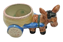 Occupied Japan Donkey Cart Planter Multicolor Vintage Ceramic 6.5&quot;L x 2.75&quot;H - £9.46 GBP