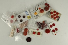 Vintage Sewing Lot Mixed Buttons Plastic Red Pink La Petite Le Bouton Lansing - £19.65 GBP
