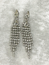 Vintage Rhinestone Pierced Earrings Silver Tone The Gilded Age Style - $186.65 MXN