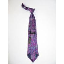 Men's 100% Silk Necktie By Bruno Piattelli Paisley Floral Fancy BP18 Pink Blue image 3