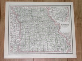 1886 Original Antique Map Of Missouri / Verso Iowa - £13.44 GBP