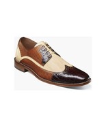Stacy Adams Gallinari Wingtip Lace Up Leather Shoes Brown Multi 25660-249 - $158.17 CAD
