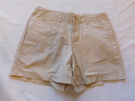 St. Johns Bay Stretch shorts Size 12 womens ladies Lt Khaki Striped GUC - $24.74