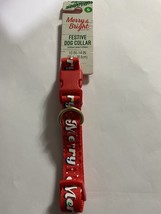 Merry &amp; Bright Collection Small Festive Christmas Dog Collar Red Merry 10-14” - £5.03 GBP