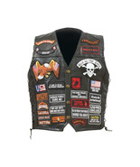 Genuine Buffalo Leather Biker Vest with 42 Patches - £45.27 GBP