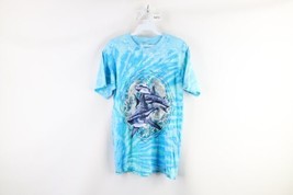 Vtg Streetwear Mens Small Tribal Dragon Shark Tie Dye Short Sleeve T-Shirt Blue - £31.10 GBP
