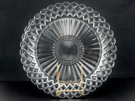Anchor Hocking Clear Glass 9.25&quot; Plate, Waterford Pattern, Diamonds &amp; Starburst - £11.52 GBP