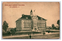 New High School Building Sycamore Ohio OH Sepia DB Postcard H28 - £3.82 GBP