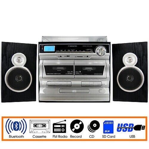 Primary image for Trexonic 11BS 3-Speed Turntable Dual Cassette CD Player w USB SD AUX Bluetooth