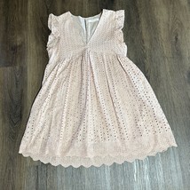 Mustard Seed Mini Dress Eyelet Babydoll Lined Dainty Flutter Sleeve Blus... - $22.76