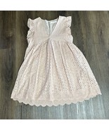 Mustard Seed Mini Dress Eyelet Babydoll Lined Dainty Flutter Sleeve Blus... - $22.76