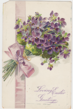 Loving Easter Greetings Tuck&#39;s Postcard Series 111 Violet Bouquet - £2.30 GBP