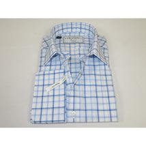 Men's Shirt Charles TYRWHITT Turkey 100% Cotton French Cuffs CHT-5 Blue Plaid image 3