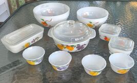 Fire King Anchor Hocking Fruit Pattern Milk Glass 14 Piece Set Mint Cond... - $122.50