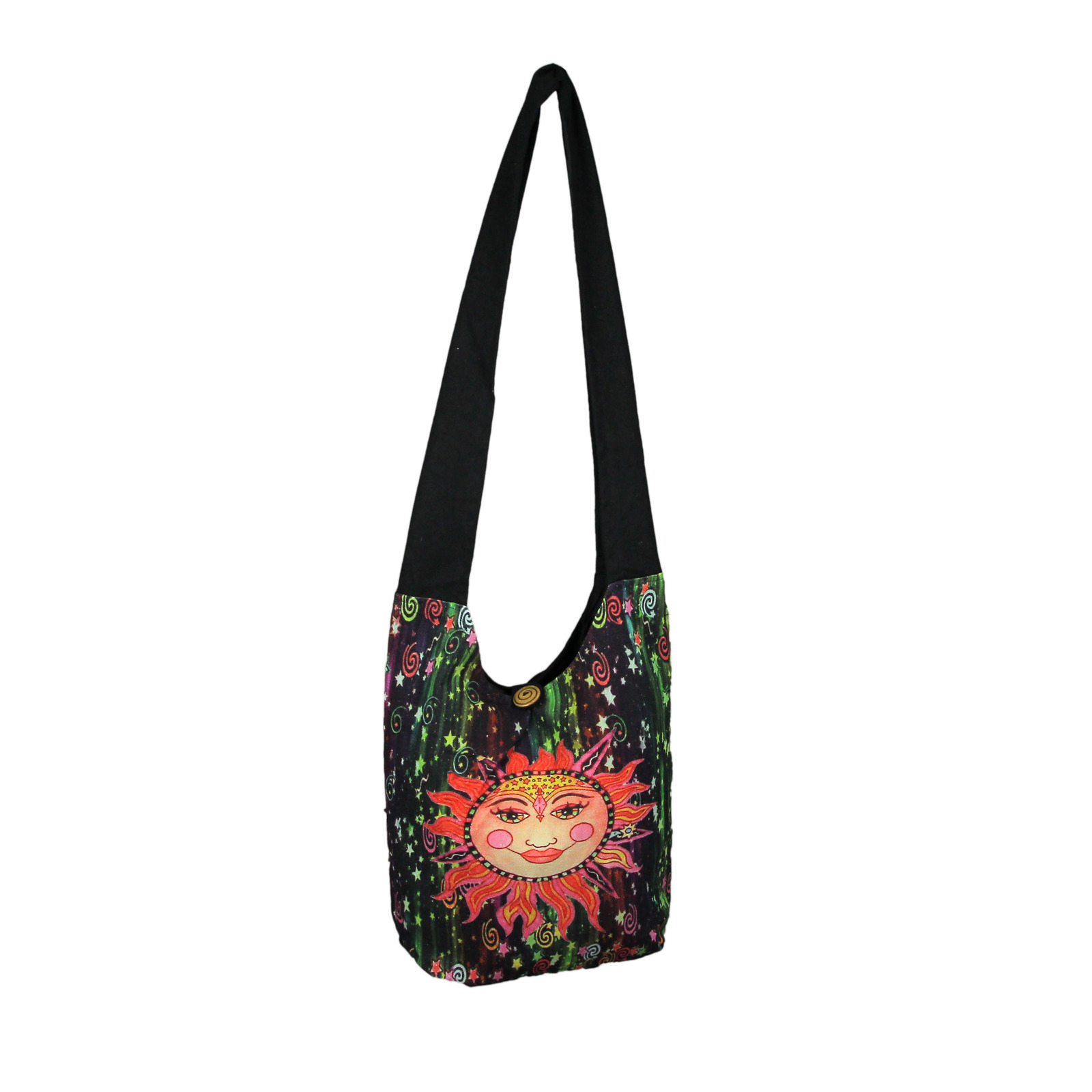 Primary image for Colorful Cotton Smiling Sun Sling Bag Zipper Pockets