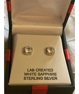 Lab Created White Sapphire Sterling Silver 8mm Square Stud Earrings - $942.17 MXN