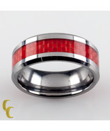 Eternal Banda Carburo de Tungsteno Anillo Con / Texturizado Rojo Raya Ta... - $2,217.25 MXN