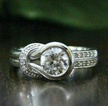 Girth Hitch Knot Engagement Ring 1.40Ct White Moissanite 14k White Gold Size 7 - £191.06 GBP