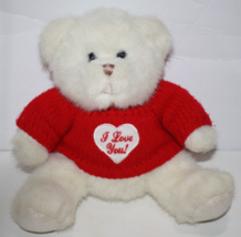 US Balloon White Plush Valentines Teddy Bear 9" Red I Love You Sweater S... - $10.40