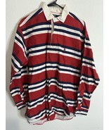 Polo Ralph Lauren Long Sleeve Red Striped Cotton Polo Shirt Size Medium - €25,19 EUR