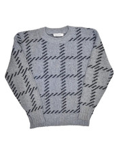 Vintage Giorgio Armani Wool Sweater Mens XL Grey Plaid Crewneck Made in USA - $61.63