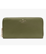 New Kate Spade Lena Large Continental Wallet Pebble Leather Enchanted Green - $1,382.42 MXN