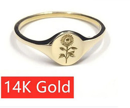 14ct Gold Plated Womens Simple classic sunflower flower Wedding Gift Ring Party - £4.35 GBP