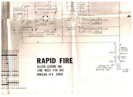 Arcade Game Schematic Diagram Rapid Fire Allied Leisure Hialeah Florida - £15.48 GBP