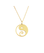 14K 9K Dainty Yin Yang Pendant Necklace,Layering Minimalist Gold Necklac... - £153.31 GBP+