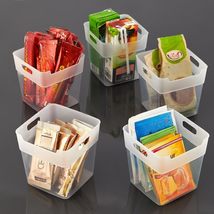 EYNEL 5-Piece Clear Plastic Fridge Side Door Storage Box Set: Mini Organizer Bin - £15.75 GBP